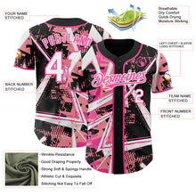 Charger l'image dans la galerie, Custom Black White Medium Pink-Pink Geometric Shards Dot Grid Authentic Baseball Jersey
