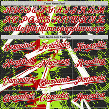 Charger l'image dans la galerie, Custom Black White Neon Green-Red Geometric Shards Dot Grid Authentic Baseball Jersey
