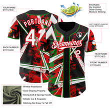 Charger l'image dans la galerie, Custom Black White Grass Green-Fire Red Geometric Shards Dot Grid Authentic Baseball Jersey
