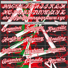 Charger l'image dans la galerie, Custom Black White Grass Green-Fire Red Geometric Shards Dot Grid Authentic Baseball Jersey
