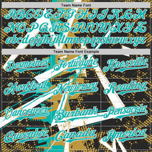 Charger l'image dans la galerie, Custom Black White Old Gold-Aqua Geometric Shards Dot Grid Authentic Baseball Jersey
