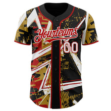 Charger l'image dans la galerie, Custom Black White Old Gold-Red Geometric Shards Dot Grid Authentic Baseball Jersey
