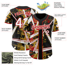 Charger l'image dans la galerie, Custom Black White Old Gold-Red Geometric Shards Dot Grid Authentic Baseball Jersey
