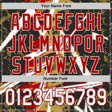 Charger l'image dans la galerie, Custom Black White Old Gold-Red Geometric Shards Dot Grid Authentic Baseball Jersey
