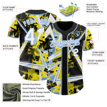 Charger l'image dans la galerie, Custom Black White Light Yellow-Light Blue Geometric Shards Dot Grid Authentic Baseball Jersey
