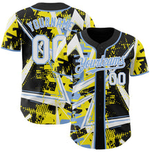 Charger l'image dans la galerie, Custom Black White Light Yellow-Light Blue Geometric Shards Dot Grid Authentic Baseball Jersey
