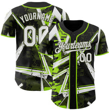 Charger l'image dans la galerie, Custom Black White Neon Green-Olive Geometric Shards Dot Grid Authentic Baseball Jersey
