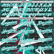 Charger l'image dans la galerie, Custom Black White Crimson-Aqua Geometric Shards Dot Grid Authentic Baseball Jersey
