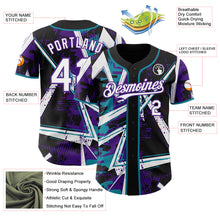 Charger l'image dans la galerie, Custom Black White Teal-Purple Geometric Shards Dot Grid Authentic Baseball Jersey
