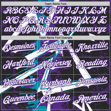Charger l'image dans la galerie, Custom Black White Teal-Purple Geometric Shards Dot Grid Authentic Baseball Jersey
