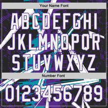 Charger l'image dans la galerie, Custom Black White Teal-Purple Geometric Shards Dot Grid Authentic Baseball Jersey
