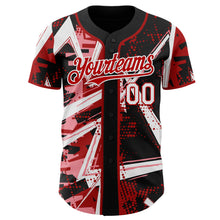 Charger l'image dans la galerie, Custom Black White Medium Pink-Red Geometric Shards Dot Grid Authentic Baseball Jersey
