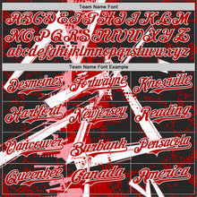 Charger l'image dans la galerie, Custom Black White Medium Pink-Red Geometric Shards Dot Grid Authentic Baseball Jersey
