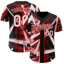 Charger l'image dans la galerie, Custom Black White Medium Pink-Red Geometric Shards Dot Grid Authentic Baseball Jersey
