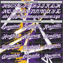 Charger l'image dans la galerie, Custom Black White Gold-Purple Geometric Shards Dot Grid Authentic Baseball Jersey
