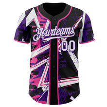 Charger l'image dans la galerie, Custom Black White Pink-Purple Geometric Shards Dot Grid Authentic Baseball Jersey
