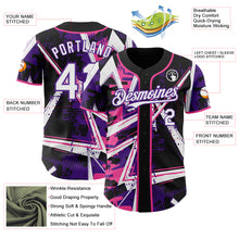 Charger l'image dans la galerie, Custom Black White Pink-Purple Geometric Shards Dot Grid Authentic Baseball Jersey
