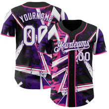 Charger l'image dans la galerie, Custom Black White Pink-Purple Geometric Shards Dot Grid Authentic Baseball Jersey
