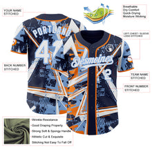 Charger l'image dans la galerie, Custom Navy White Bay Orange-Light Blue Geometric Shards Dot Grid Authentic Baseball Jersey
