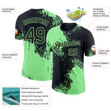 Laden Sie das Bild in den Galerie-Viewer, Custom Black-Pea Green Abstract Brush Stroke Performance T-Shirt
