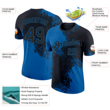 Laden Sie das Bild in den Galerie-Viewer, Custom Black-Blue Abstract Brush Stroke Performance T-Shirt
