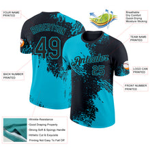Laden Sie das Bild in den Galerie-Viewer, Custom Black-Lakes Blue Abstract Brush Stroke Performance T-Shirt
