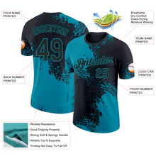 Laden Sie das Bild in den Galerie-Viewer, Custom Black-Teal Abstract Brush Stroke Performance T-Shirt

