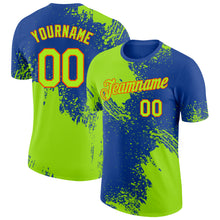 Загрузить изображение в средство просмотра галереи, Custom Royal Neon Green-Orange Abstract Brush Stroke Performance T-Shirt
