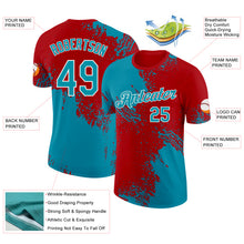 Загрузить изображение в средство просмотра галереи, Custom Red Teal-White Abstract Brush Stroke Performance T-Shirt
