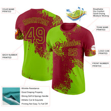 Загрузить изображение в средство просмотра галереи, Custom Crimson-Neon Green Abstract Brush Stroke Performance T-Shirt
