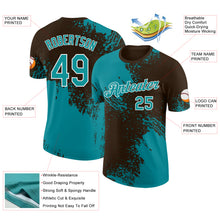 Laden Sie das Bild in den Galerie-Viewer, Custom Brown Teal-White Abstract Brush Stroke Performance T-Shirt
