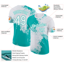 Laden Sie das Bild in den Galerie-Viewer, Custom White-Aqua Abstract Brush Stroke Performance T-Shirt
