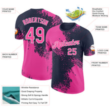 Laden Sie das Bild in den Galerie-Viewer, Custom Navy Pink-White Abstract Brush Stroke Performance T-Shirt
