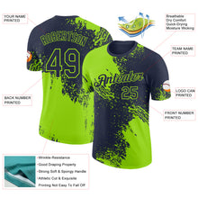 Laden Sie das Bild in den Galerie-Viewer, Custom Navy-Neon Green Abstract Brush Stroke Performance T-Shirt
