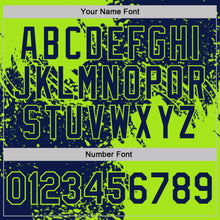 Laden Sie das Bild in den Galerie-Viewer, Custom Navy-Neon Green Abstract Brush Stroke Performance T-Shirt
