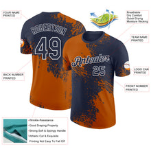 Laden Sie das Bild in den Galerie-Viewer, Custom Navy Texas Orange-White Abstract Brush Stroke Performance T-Shirt
