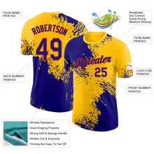 Загрузить изображение в средство просмотра галереи, Custom Yellow Dark Purple-Orange Abstract Brush Stroke Performance T-Shirt
