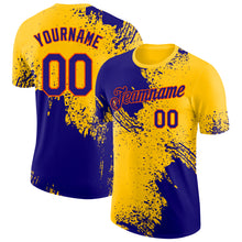 Загрузить изображение в средство просмотра галереи, Custom Yellow Dark Purple-Orange Abstract Brush Stroke Performance T-Shirt
