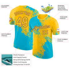 Laden Sie das Bild in den Galerie-Viewer, Custom Yellow Lakes Blue-Purple Abstract Brush Stroke Performance T-Shirt
