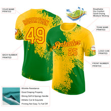 Laden Sie das Bild in den Galerie-Viewer, Custom Yellow Grass Green-Red Abstract Brush Stroke Performance T-Shirt
