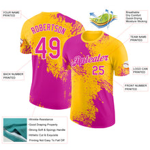 Загрузить изображение в средство просмотра галереи, Custom Yellow Deep Pink-White Abstract Brush Stroke Performance T-Shirt
