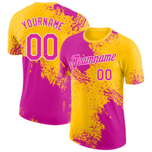 Загрузить изображение в средство просмотра галереи, Custom Yellow Deep Pink-White Abstract Brush Stroke Performance T-Shirt
