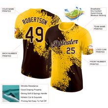 Laden Sie das Bild in den Galerie-Viewer, Custom Yellow Brown-White Abstract Brush Stroke Performance T-Shirt
