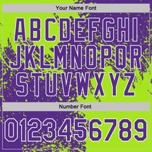 Laden Sie das Bild in den Galerie-Viewer, Custom Purple Neon Green-White Abstract Brush Stroke Performance T-Shirt
