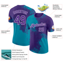 Laden Sie das Bild in den Galerie-Viewer, Custom Purple Teal-White Abstract Brush Stroke Performance T-Shirt
