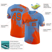 Laden Sie das Bild in den Galerie-Viewer, Custom Light Blue Orange-Black Abstract Brush Stroke Performance T-Shirt

