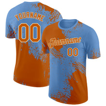 Laden Sie das Bild in den Galerie-Viewer, Custom Light Blue Texas Orange-Cream Abstract Brush Stroke Performance T-Shirt
