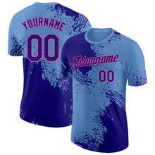 Laden Sie das Bild in den Galerie-Viewer, Custom Light Blue Dark Purple-Pink Abstract Brush Stroke Performance T-Shirt
