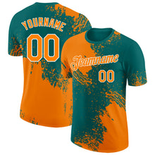 Загрузить изображение в средство просмотра галереи, Custom Teal Bay Orange-White Abstract Brush Stroke Performance T-Shirt
