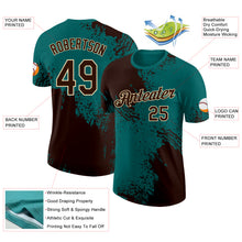 Laden Sie das Bild in den Galerie-Viewer, Custom Teal Brown-Cream Abstract Brush Stroke Performance T-Shirt
